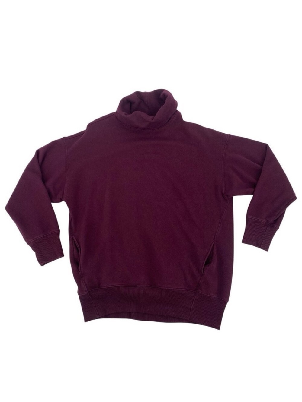 Aerie Size Small Cotton Terry Oversized Mock Neck Sweatshirt Maroon